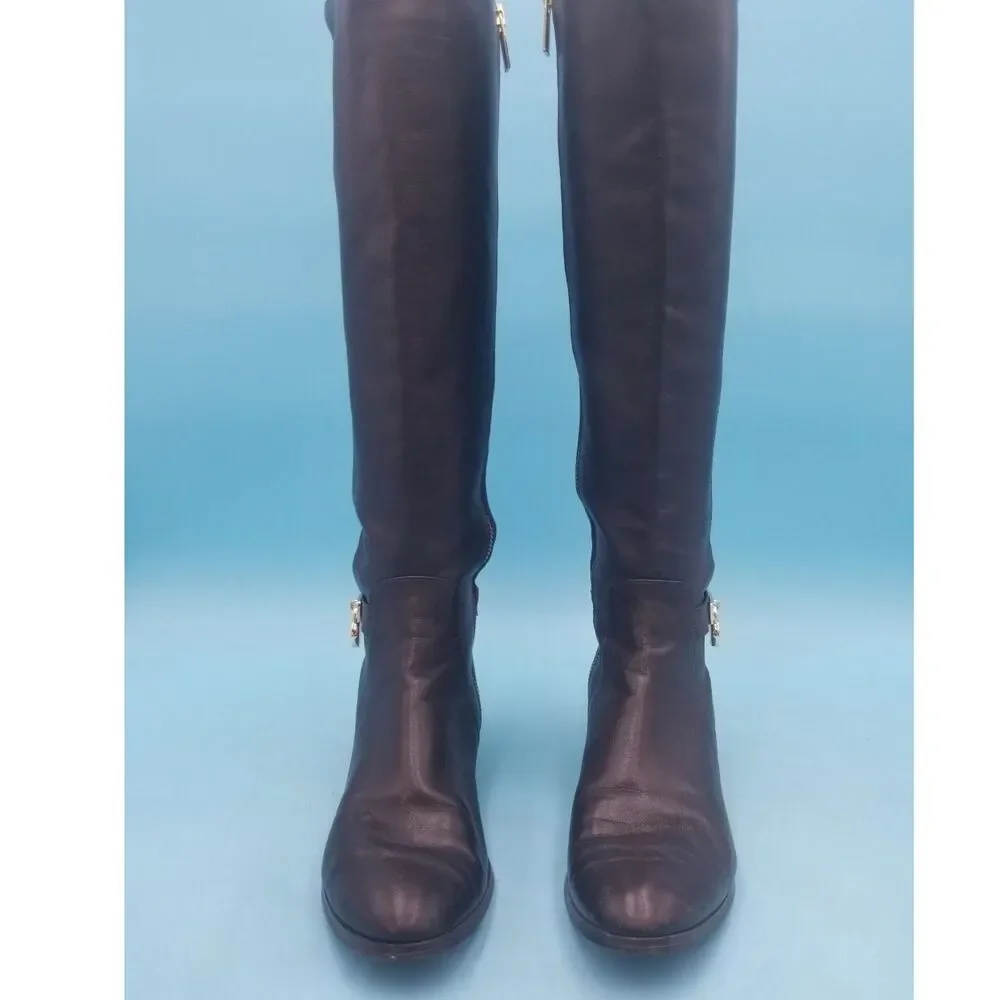 Michael Kors Hamilton Brown Leather Knee High Riding Boots 6M